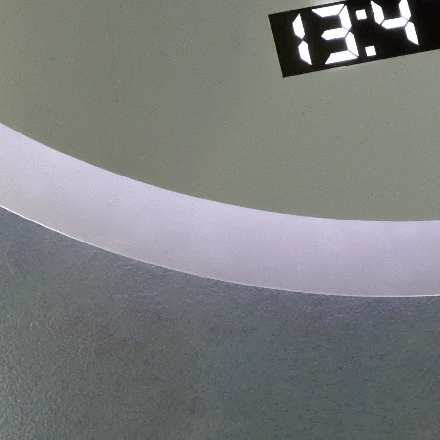 Okrągłe lustro LED, 70 cm, Elysee MotionGlow Marcello, system przeciwmgielny, zegar i termometr, ściemnialne 