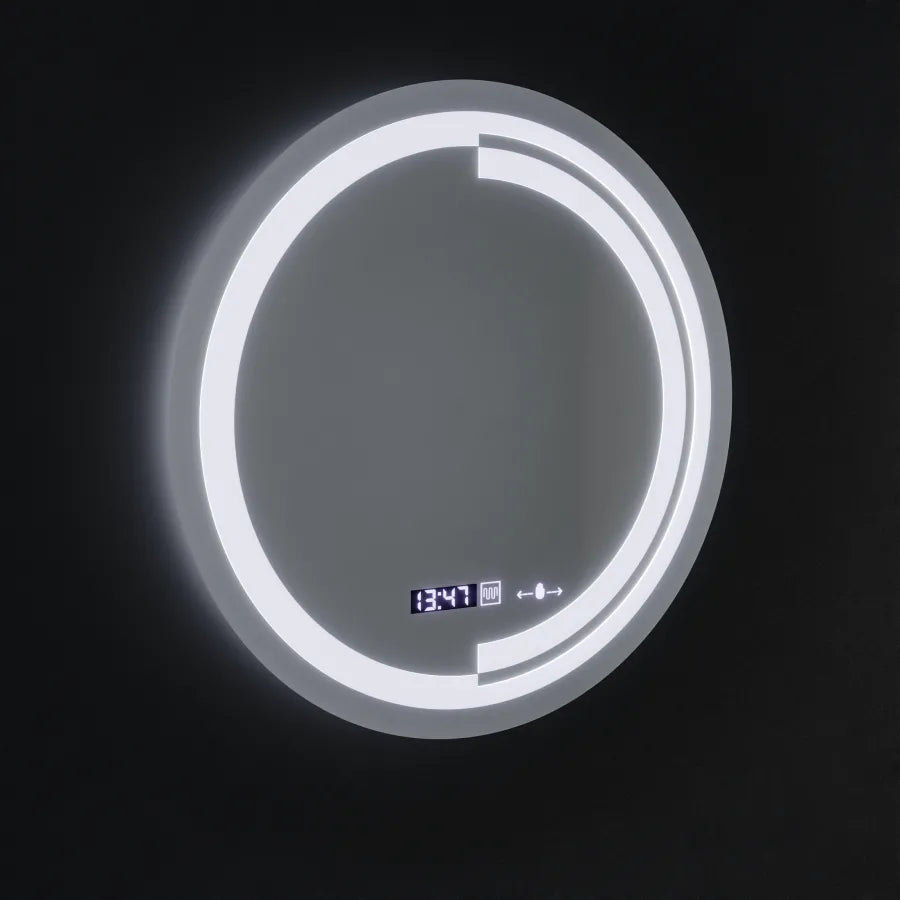 Okrągłe lustro LED 60 cm Czujnik ruchu Glow Consuel Marcello System przeciwmgielny Zegar i termometr Ściemnialny 