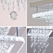 Żyrandol Alberico Square LED, 19 W, zimne/ciepłe/neutralne światło, kryształ, błyszczący chrom