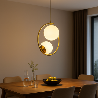 Żyrandol LOFT Atelier, 2x E27, białe złoto, metal, regulowana wysokość
