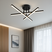 LED żyrandol z pilotem 40 W, 3 elementy, liniowe, zimne/gorące/neutralne światło, niestabilne, czarne