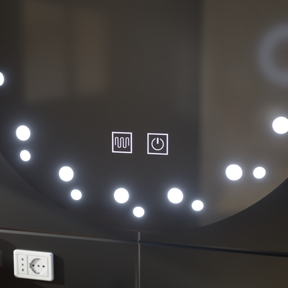 Lustro LED w kolorze kości słoniowej, system odmgławiania, średnica 60 cm, światło zimne 6000 K
