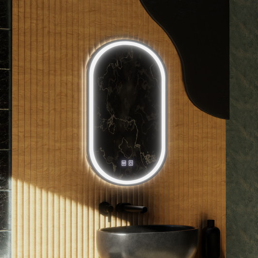 Owalne lusterko LED, 50 x 100 cm, Velara Touch, System Dismantile, Darkable