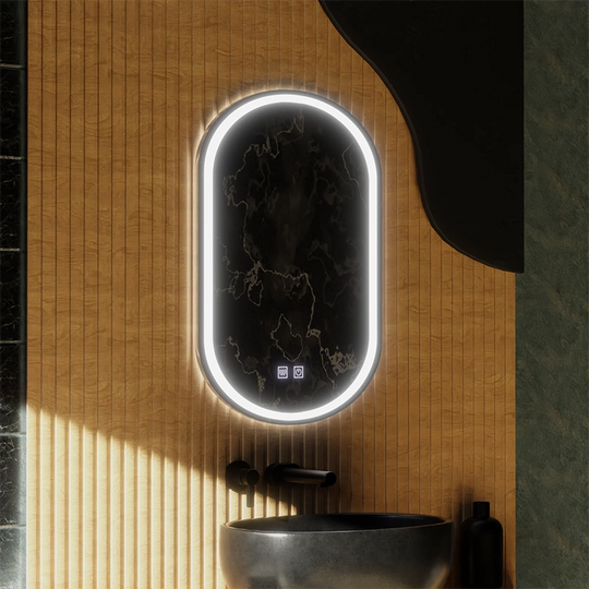 Lustro owalne LED, 45x65cm, Velara Touch, system odmgławiania, możliwość przyciemniania