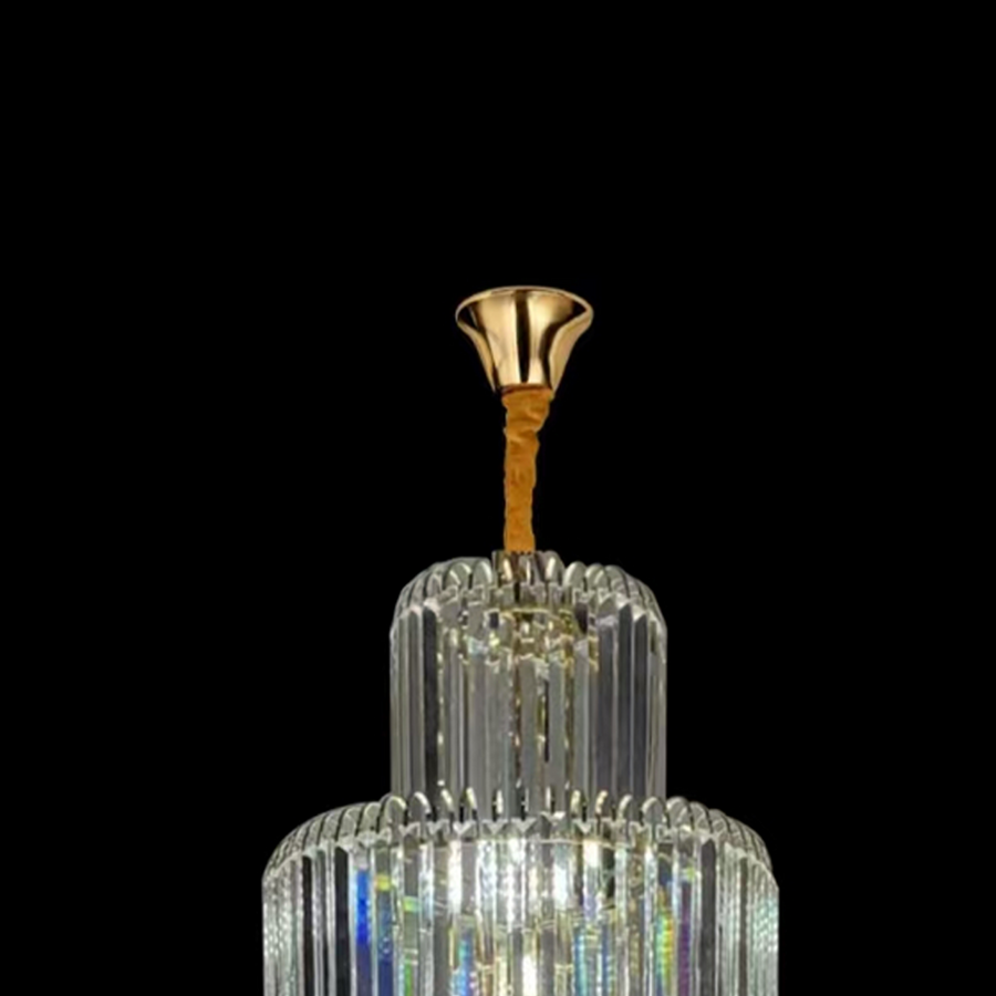 WINDSOR Altiora kryształowy żyrandol, średnica 60 cm, wysokość 1800 cm, błyszczące złoto, regulowana wysokość, elegancki design