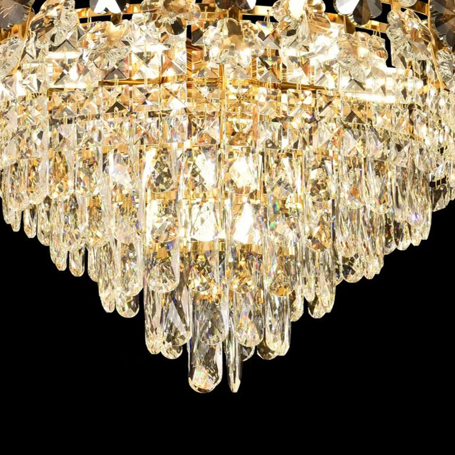 Żyrandol kryształowy WINDSOR Eleganza 8x E14, średnica 49 cm, błyszczące złoto, regulowana wysokość