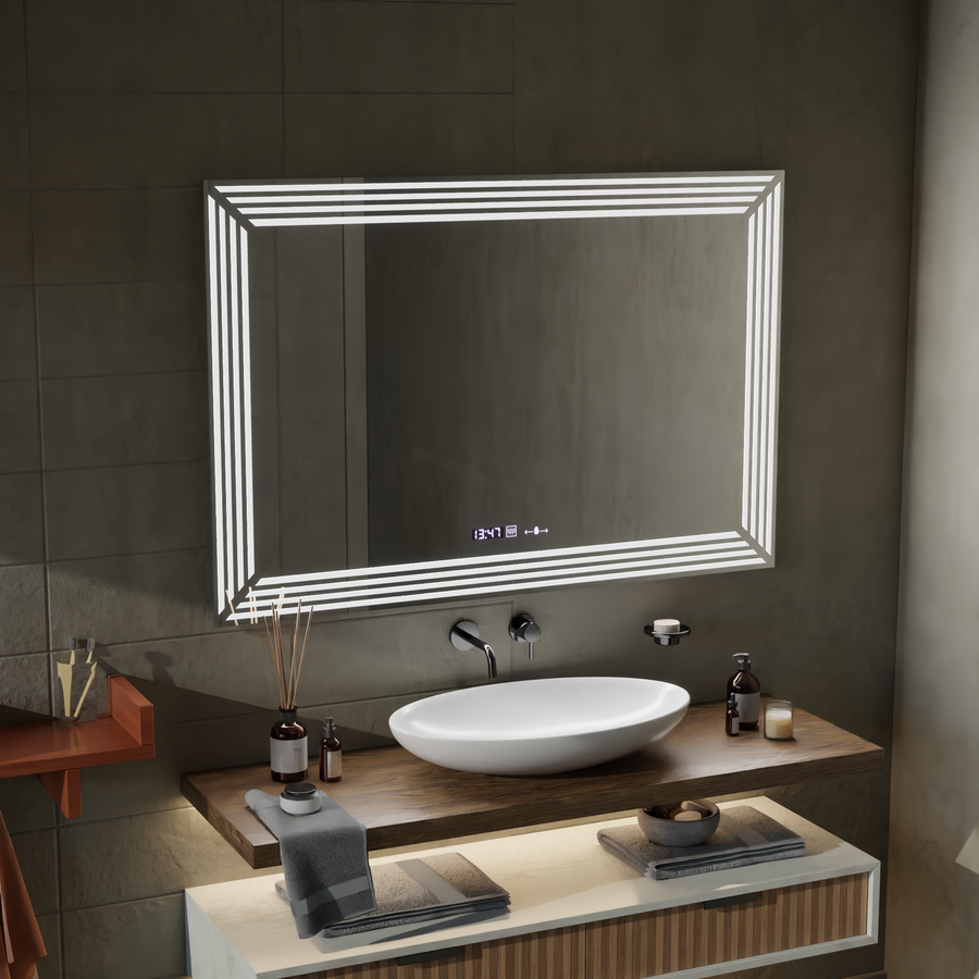 LUDA LED prostokątna 60x80cm Wnezia Motion Blowlow Marcellow Dimable zegar system rozprzestrzeniania