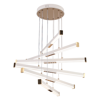 Podwieszany żyrandol LED akrylowy LT183/6WH, 81W, światło 3000/4000/6000K, biały, regulowana wysokość