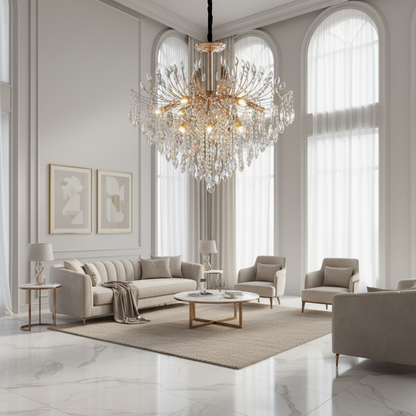 Żyrandol Kryształowy CC9313/12FGD, 12x E14, średnica 50cm, Złoty