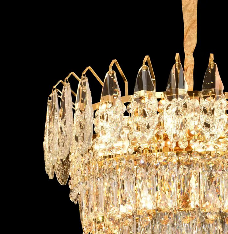 Żyrandol kryształowy WINDSOR Eleganza 8x E14, średnica 49 cm, błyszczące złoto, regulowana wysokość
