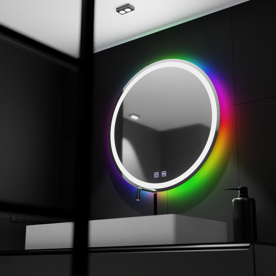 Okrągłe lustro LED 60 cm, Spectrum Touch, RGB, system przeciwmgielny
