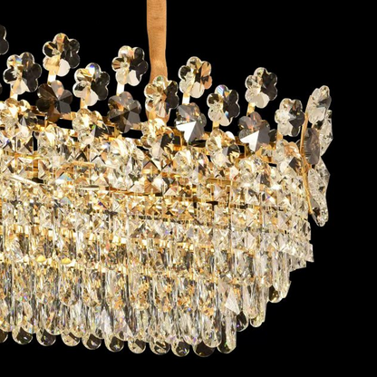 Żyrandol kryształowy WINDSOR Eleganza 8x E14, średnica 49 cm, błyszczące złoto, regulowana wysokość