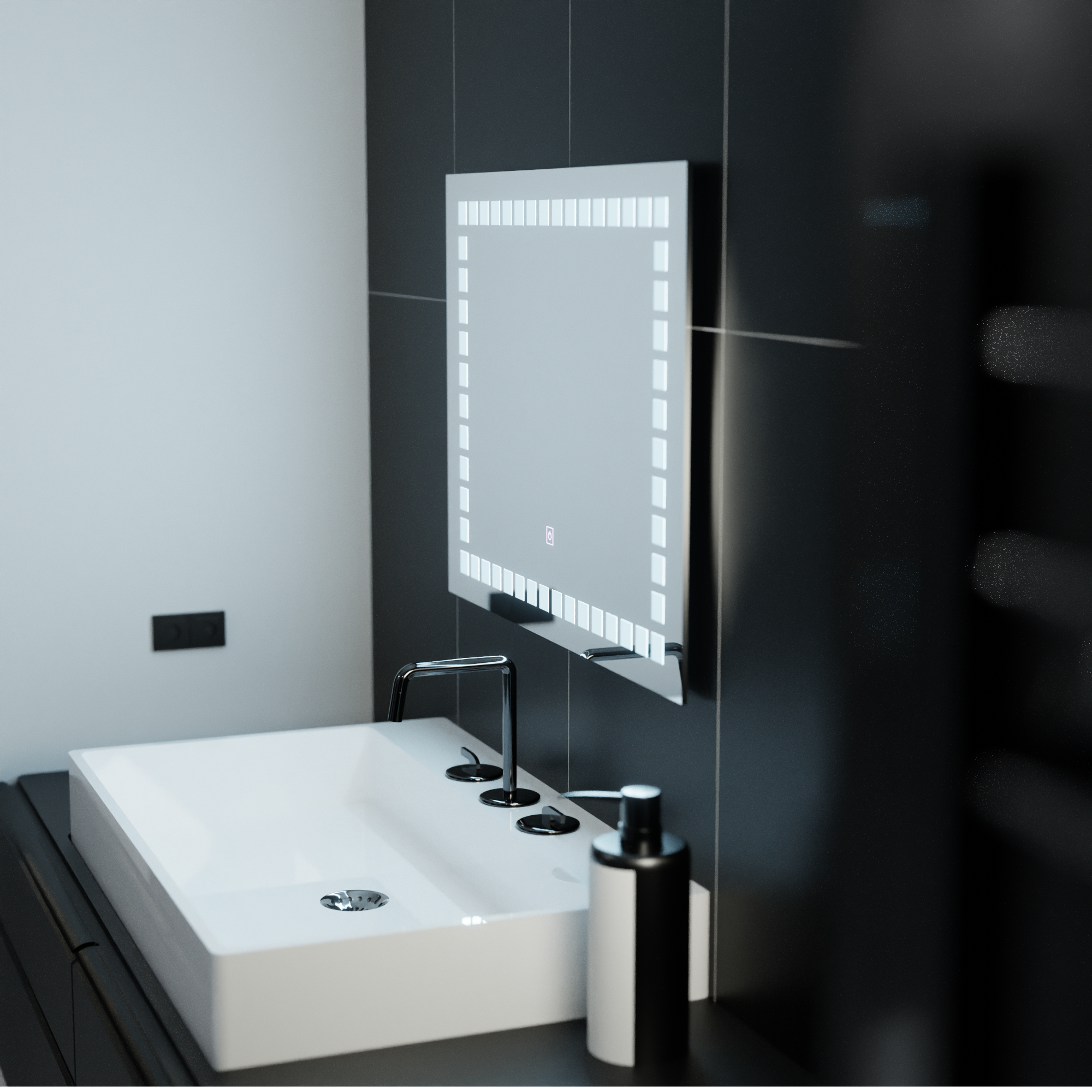 Lustro prostokątne LED 80x60cm Grid Light Basic Touch