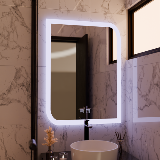 Prostokątne lustro LED, 60X80cm, E69S/60X80, dotykowe, system odmgławiania