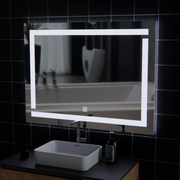 Lustro Giga LED, 80x60cm, srebrne, dotykowe, światło 6000K