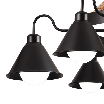 Żyrandol na sznurku vintage PEDRO, 4 x E27 Ciemne drewno