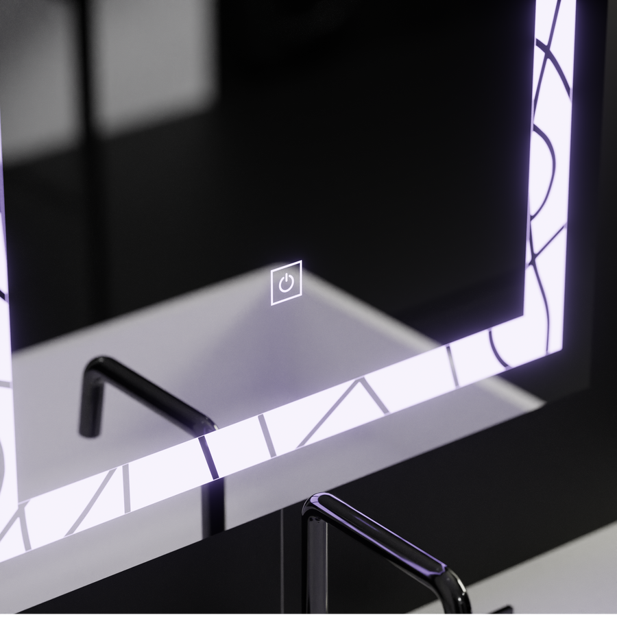 Prostokątne lustro LED, 60x80cm, rama dekoracyjna Basic Touch
