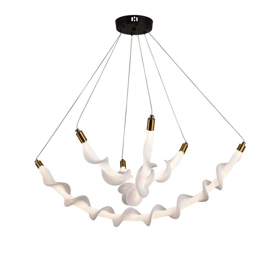 Podwieszany żyrandol akrylowy LED LT760/3GD, 28W, światło ciepłe/neutralne/zimne 3000/4000/6000K, biały, regulowana wysokość, metal i akryl