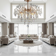 Żyrandol kryształowy PALERMO Eleganza 5xE14, średnica 50cm, złoty