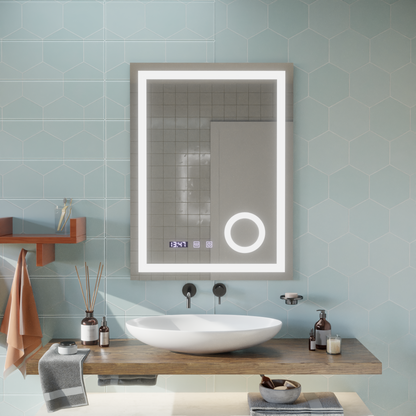 Manfred Touch LED Mirror Defog System, zegar i temperatura 60x80 cm Lupa kosmetyczna