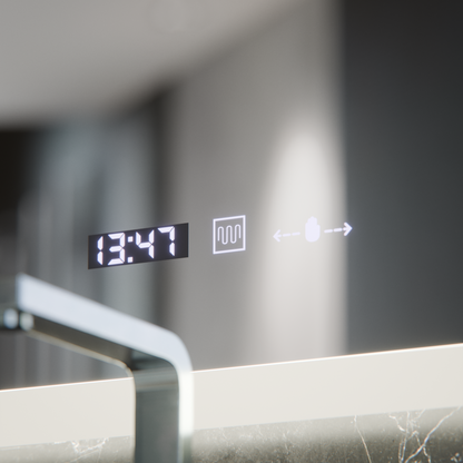 Owalne lusterko diody LED, 80x50 cm, Motionglow Marcello czujnik, system wyłączający, zegar