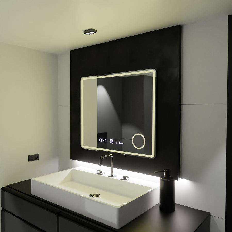 LUD LED prostokątny 90x75cm Eco Riflesso Puro Motionglow Marcello Dismanting Clock & Wolf Thermometr