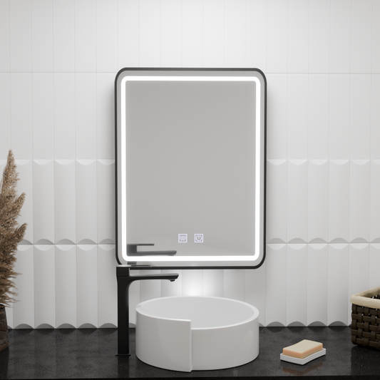 Lustro prostokątne LED 90x75cm Edge LUMINOUS Touch Defog System, czarna rama