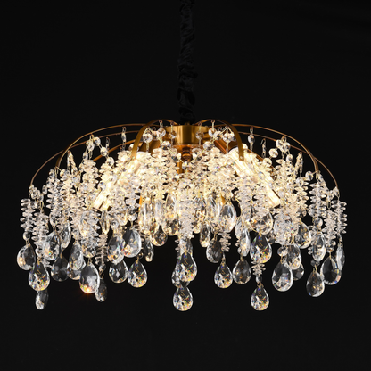 Żyrandol kryształowy Fiamma, 6x E14, średnica 45 cm, złoty