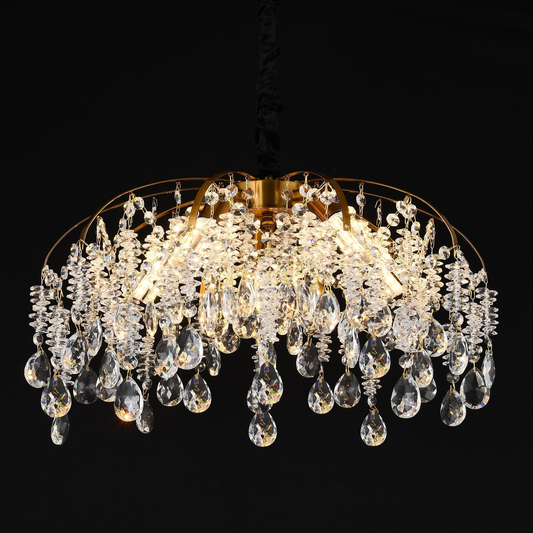 Żyrandol kryształowy Fiamma, 6x E14, średnica 45 cm, złoty