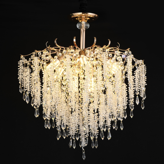 Żyrandol kryształowy Fiamma, 6x E14, średnica 45 cm, złoty