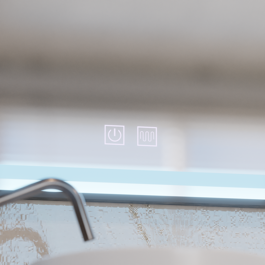 80X60CM Prostokątne lusterko LED - Edge Luminous Touch System, czarna rama