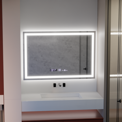 Lustro LED prostokątne 120x80cm Vérité MotionGlow Marcello, system przeciwmgielny, termometr i zegar, ściemnialne 