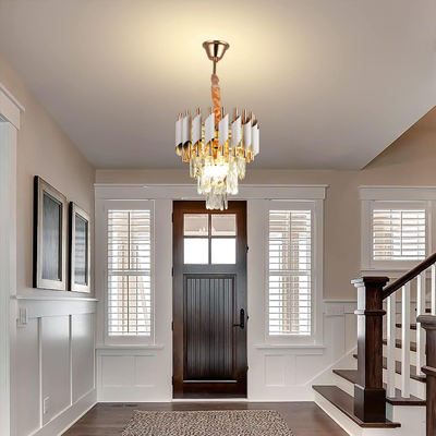 Żyrandol Kryształowy VERSAILLES Petito 3xE14, średnica 30cm, Błyszczące Złoto i Biel, Regulowana Wysokość, Metal i Kryształ