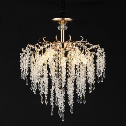 Żyrandol kryształowy Fiamma, 6x E14, średnica 45 cm, złoty