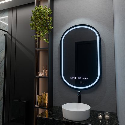 Owalne LED lustra 50x80cm Alessia Motionglow Marcello Dimable Clock System rozpraszania zegara