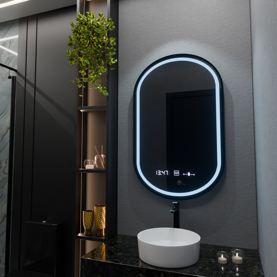 Owalne LED lustra 50x80cm Alessia Motionglow Marcello Dimable Clock System rozpraszania zegara