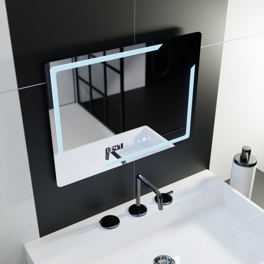 Lustro LED prostokątne 80x60cm Rayonnement MotionGlow Marcello Defog System Zegar i termometr Ściemnialny 