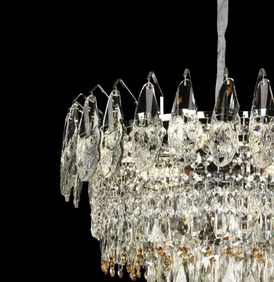 Żyrandol kryształowy WINDSOR Eleganza 8x E14, średnica 49 cm, błyszczące złoto, regulowana wysokość