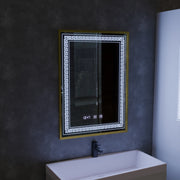 Lustro Bruno Touch LED z systemem przeciwmgielnym, zegarem i temperaturą 60x80 cm Rama szczotkowana srebrna