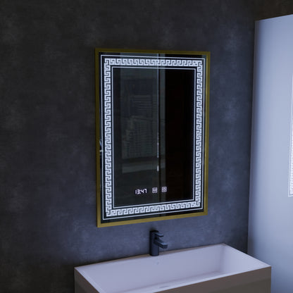 Lustro Bruno Touch LED z systemem przeciwmgielnym, zegarem i temperaturą 60x80 cm Rama szczotkowana srebrna