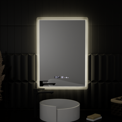 Prostokątne lustro LED 50x70cm Zampa Motion Blowlow Marcello System defracji zegara i delikatny termometr