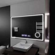 Prostokątne lusterko LED, 120x80cm, Souverain Motionglow Marcello, System rozprzestrzeniania, zegar i termometr, kosmetyka Lupa, Dokrywa