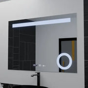 Prostokątne lustro LED 80x60cm ABSOLU MotionGlow Marcello Defog System Zegar i termometr Ściemnialna lupa kosmetyczna 