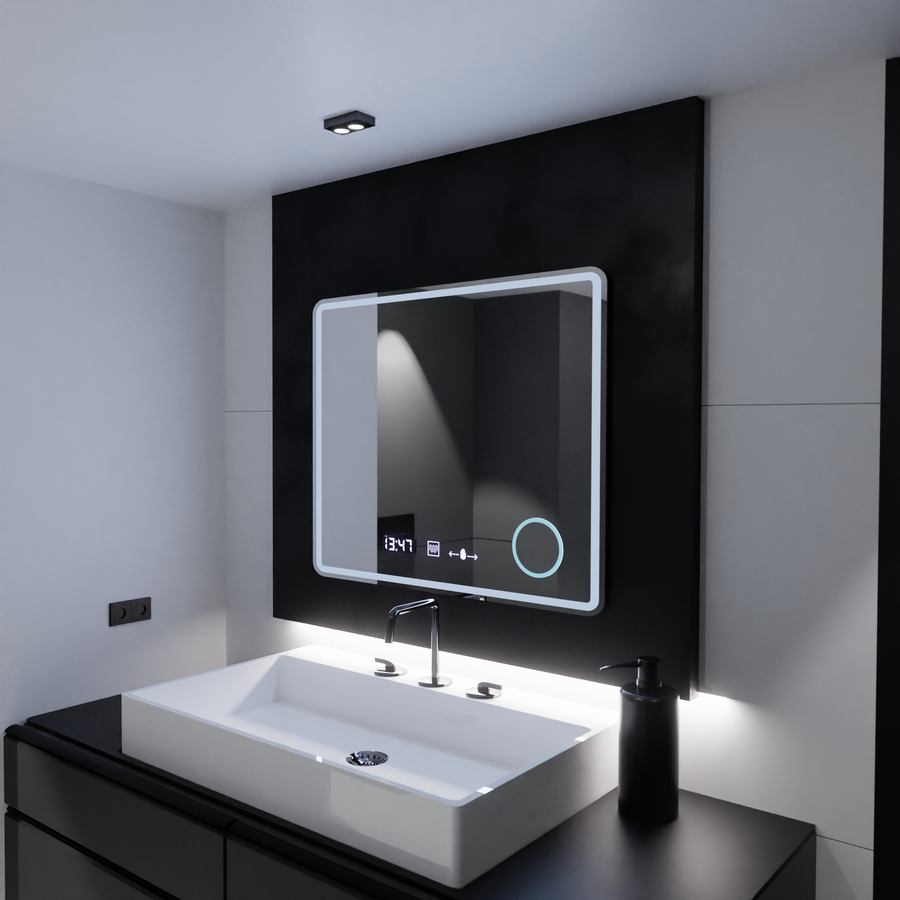 LUD LED prostokątny 90x75cm Eco Riflesso Puro Motionglow Marcello Dismanting Clock & Wolf Thermometr