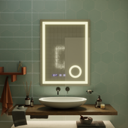 Manfred Touch LED Mirror Defog System, zegar i temperatura 60x80 cm Lupa kosmetyczna