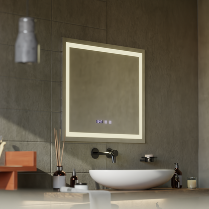 Lustro Werner Touch LED z systemem przeciwmgielnym, zegarem i temperaturą 80x60 cm