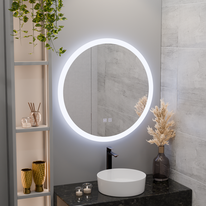Okrągłe lusterko LED, 70 cm, dotyk noxia, system wyłączania, stokrotka