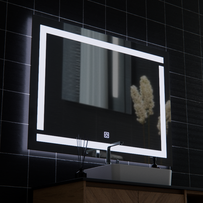 Lustro Giga LED, 80x60cm, srebrne, dotykowe, światło 6000K