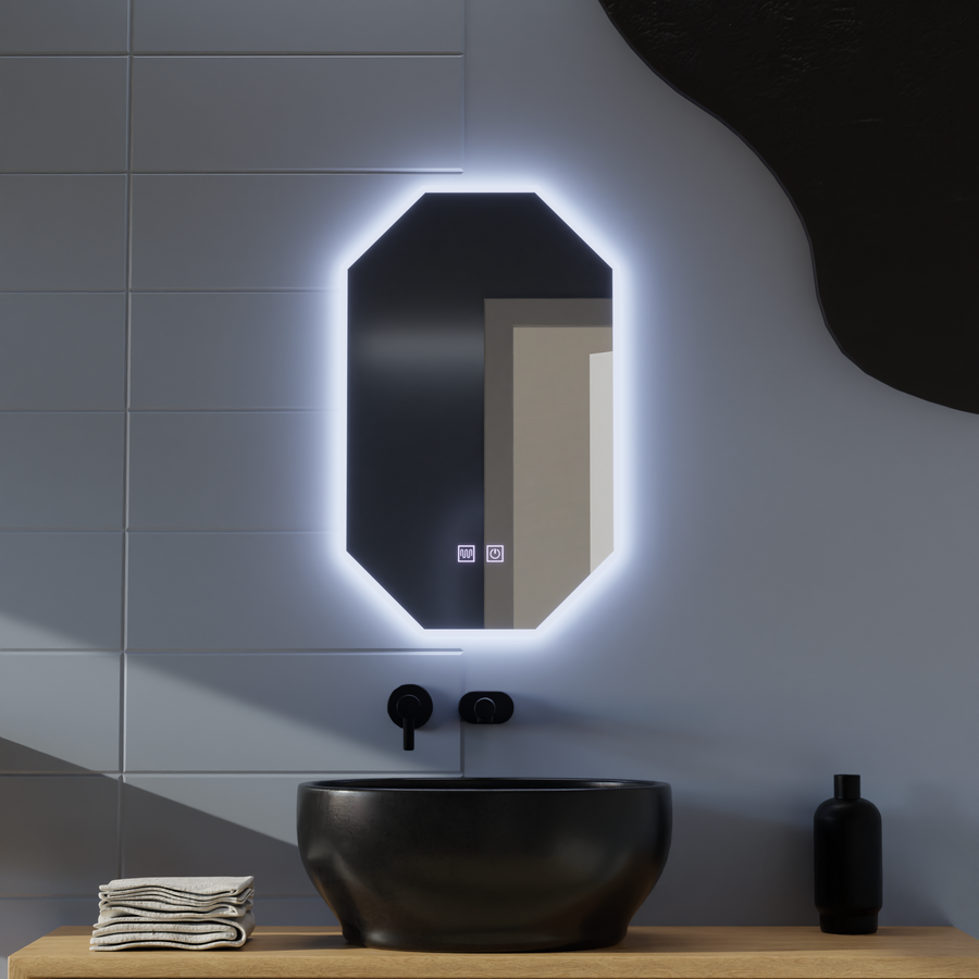 Lustro LED Polygon E43S/50X80, System oświetlenia i odmgławiania, 50X80cm