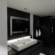 Prostokątne lustro LED 80x60cm Fortaleza MotionGlow Marcello Defog System Termometr i zegar Ściemnialna lupa kosmetyczna 